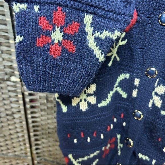 Sweaters Magna Deep Blue hand knit button up heavy cardigan medium - Picture 6 of 10